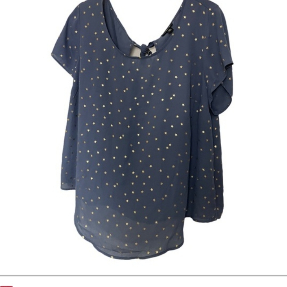 Torrid Abbey Sky Blue Blouse with Foil Stars, Size 3